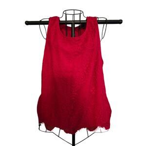 Three Pink Hearts - Ladies Red Lace Top - SZ XL - Pit to Pit 19" Length 22"‎